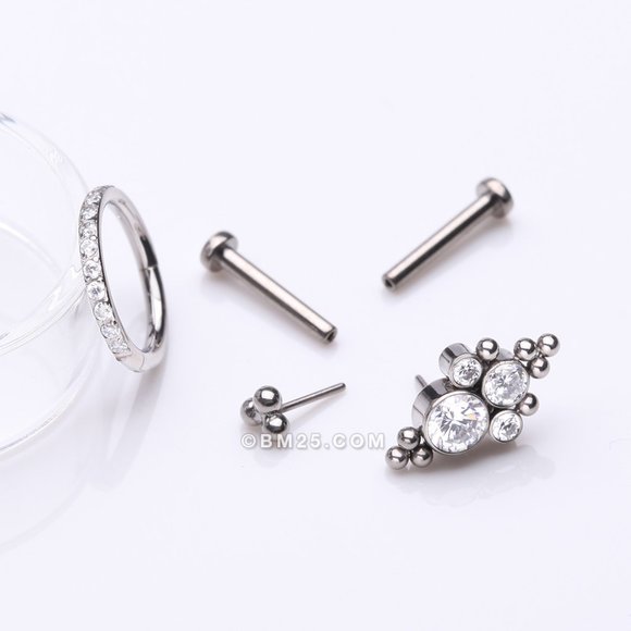 3 Pcs of Assorted Titanium Royal Bali Bauble Beaded Stud x Clicker Package - Picture 2 of 3